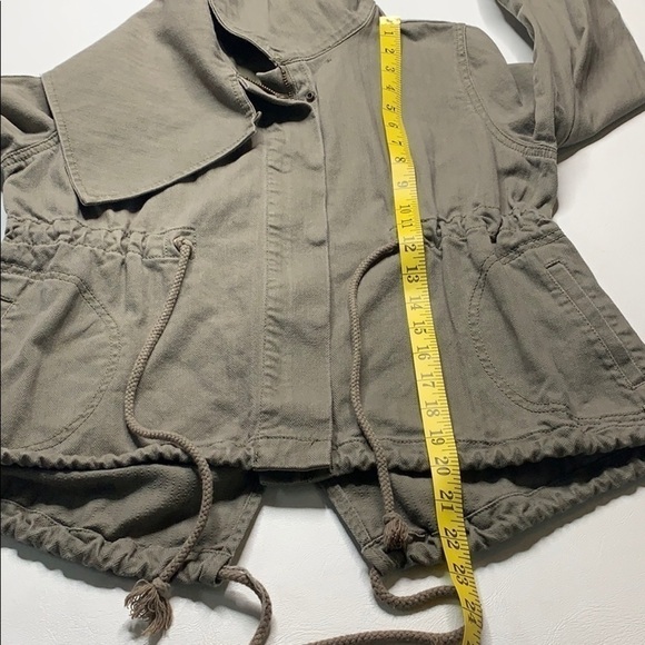 Hang Ten 3/4 Sleeve Oversized Collar Crop Jacket Green S - Picture 5 of 8